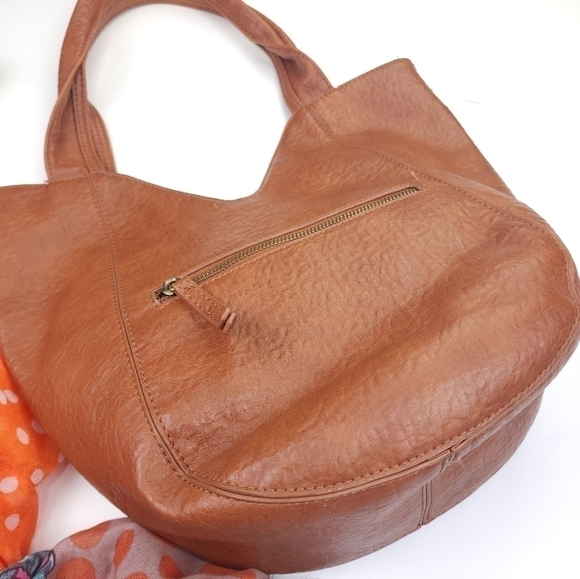 Anthropologie Camel Tan Brown Leather Hobo Tote - Picture 3 of 15